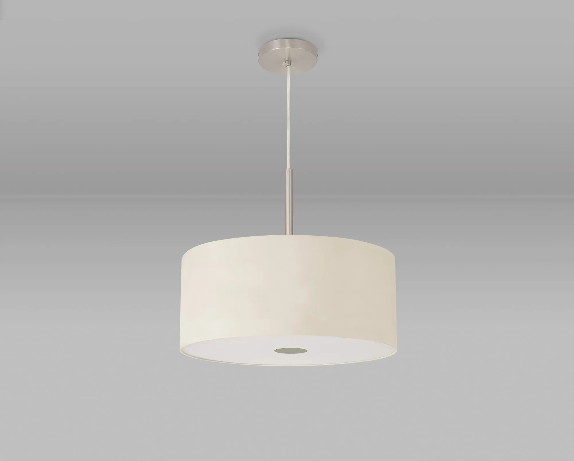 Baymont 40cm Pendant 1 Light Satin Nickel, Ivory Pearl, Frosted Diffuser DK0295  Deco Baymont SN IV